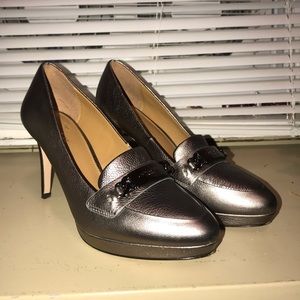 Silver Coach Heels